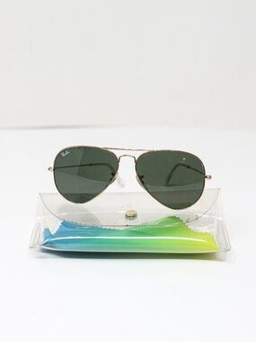 Ray-Ban Aviator Large Lenses Metal Frame Sunglasses Black Gold